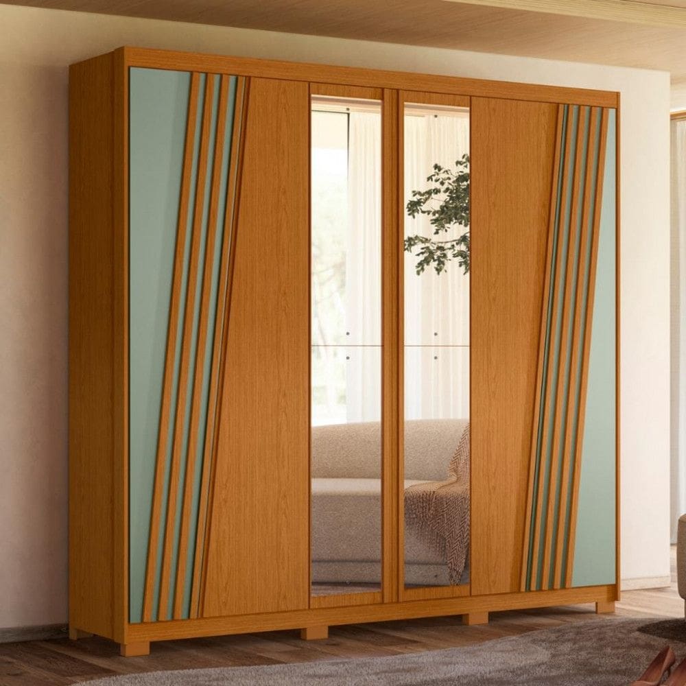 Guarda Roupa Casal 6 Portas 4 Gavetas Ouro Verde Albatroz