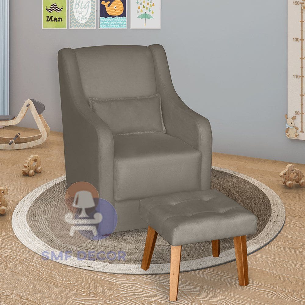 Poltrona para Amamentação Glamour com Puff e Almofada