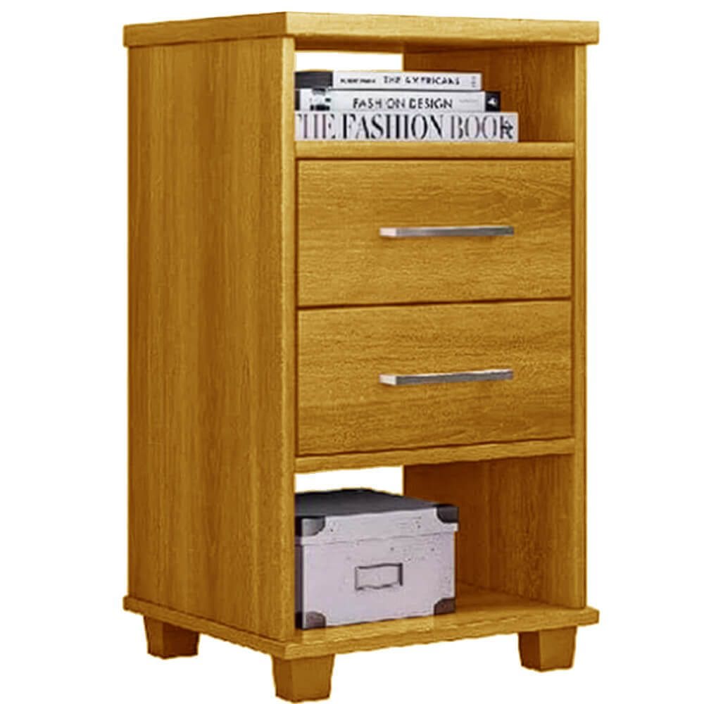 Mesa de Cabeceira Valente com 2 Gavetas Rud Rack Cor Cinamomo