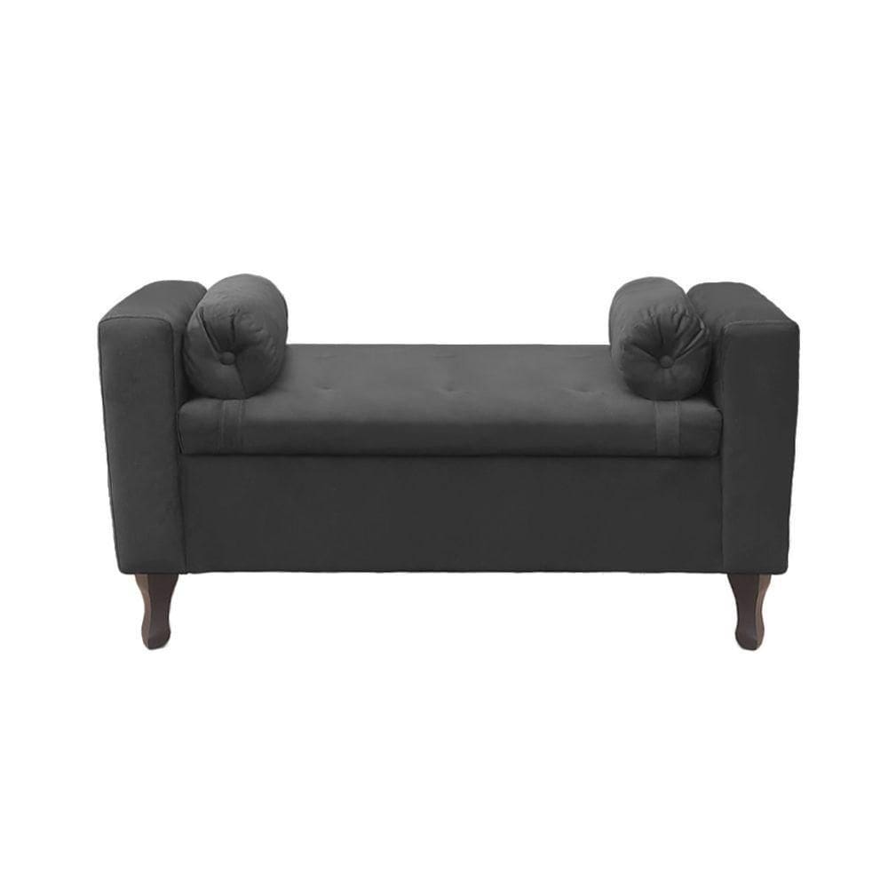 Recamier Bau Rico 160x Cama Queen Size Suede Grafite - Majú Decor