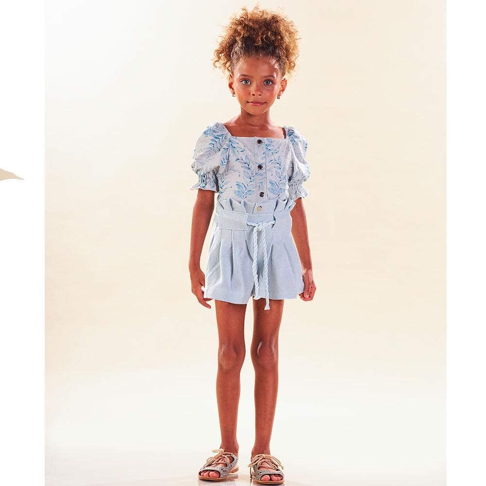 Conjunto Blusa Manga Curta E Shorts Jacquard Estampado Kiki Xodó Ref: 3500059 6/12