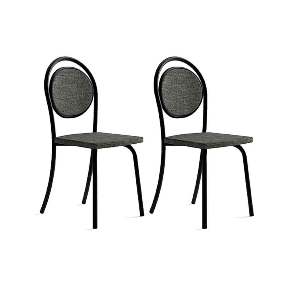 Cadeira de Cozinha 1738 Aço Kit 2 Uni Preto/Grafite - Carraro