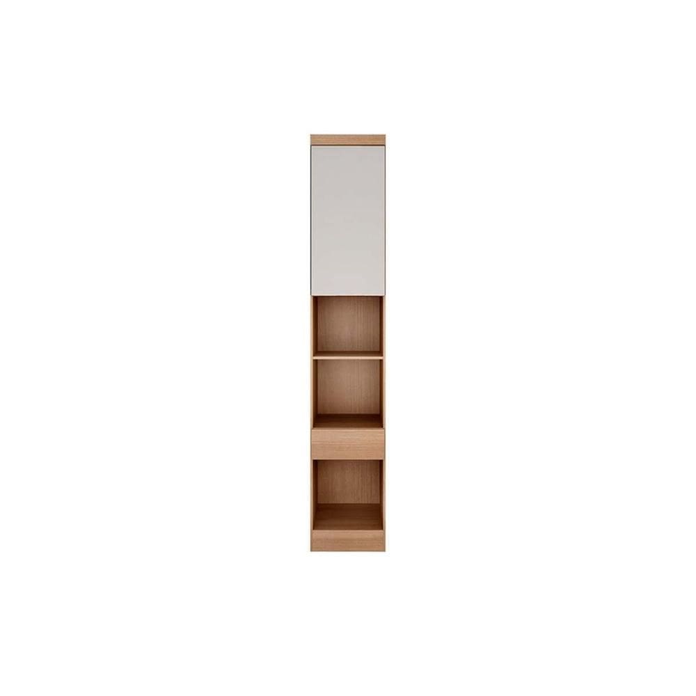 Módulo de Quarto Casal Armário Mesa de Cabeceira Rizon/Linea 1 Porta c/1 Gaveta Cumaru/Fendi - Novo Horizonte