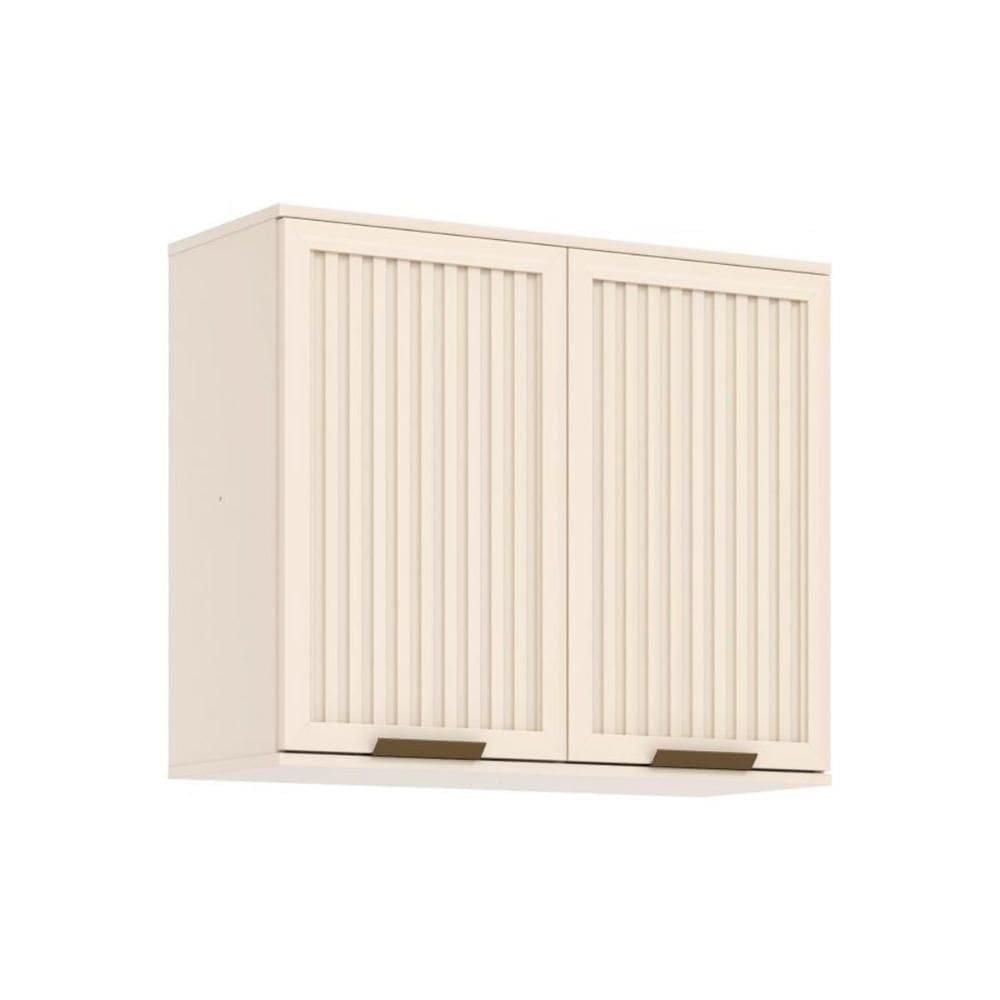 Armário de Cozinha Modulado Aéreo p/ Connect c/2 Portas Ripadas 80cm Off White - Henn