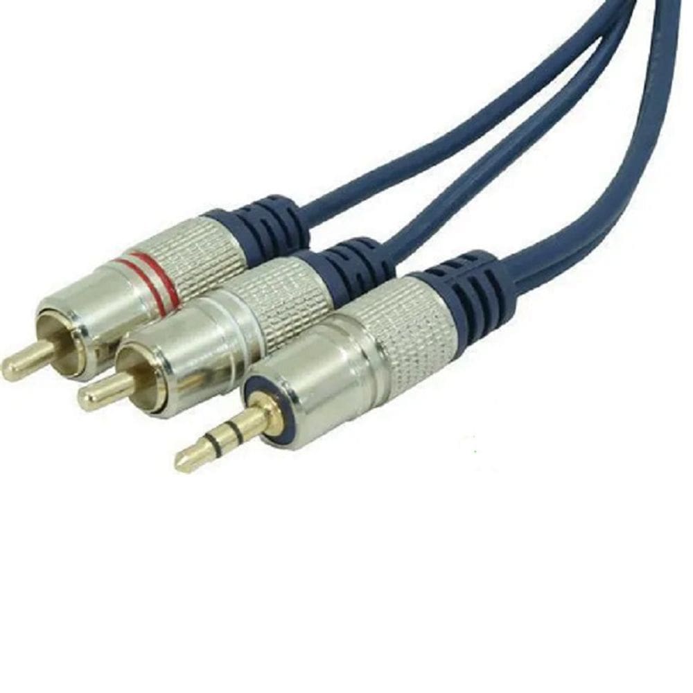 Cabo P2 Stereo + 2rca Metal Prof - Cabo Azul - 3m Tebera