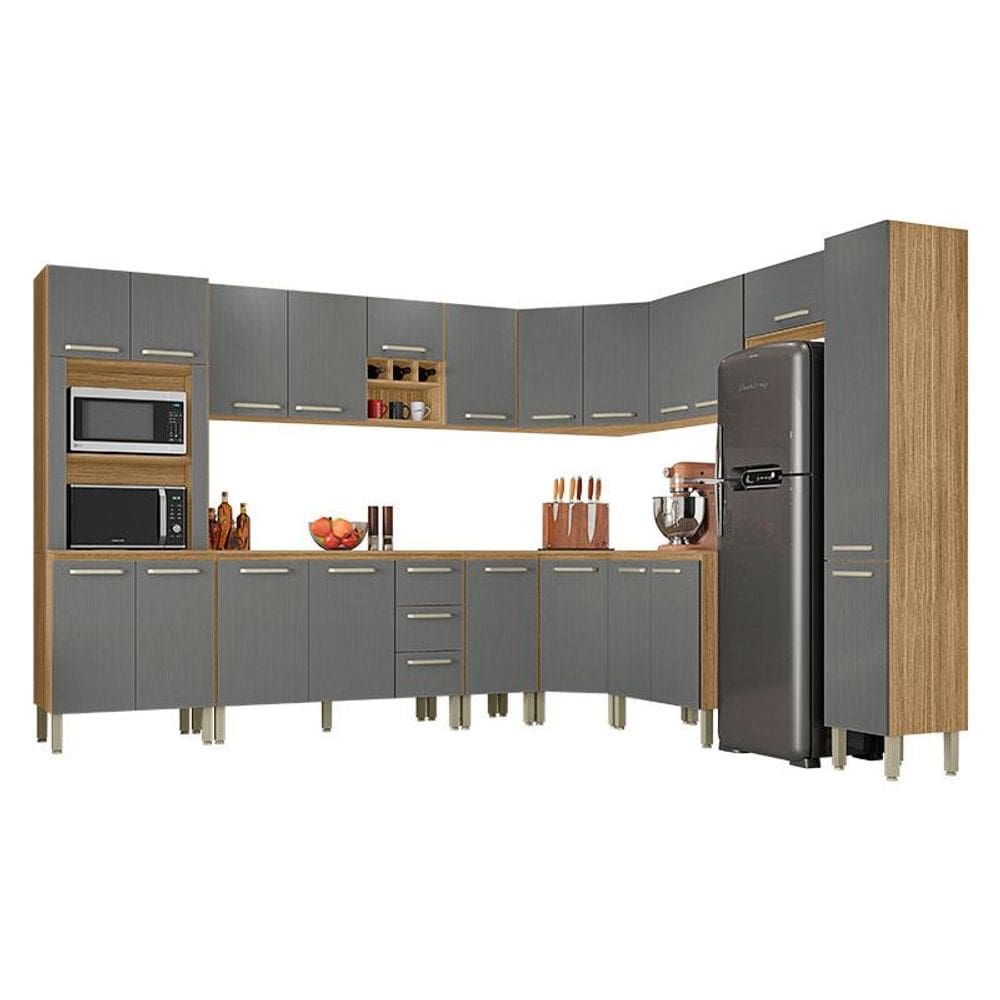 Cozinha Modulada Ametista Composição 1 Freijó Gris - Kits Paraná