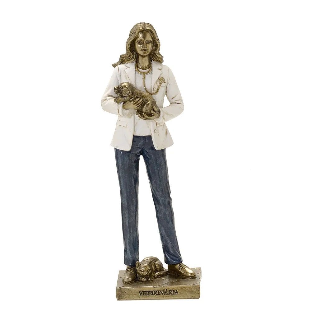 Figura Decorativa Estatueta Mulher Veterinária 24 X 7 X 6 Cm