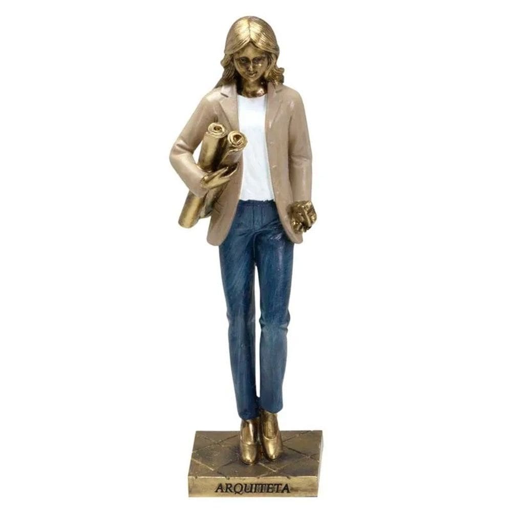 Figura Decorativa Estatueta Mulher Arquiteta 24 X 7 X 6 Cm