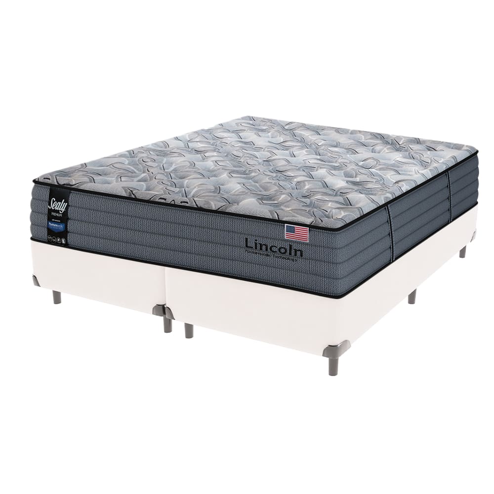 Cama Box Branca Colchão Queen Lincoln Molas Ensacadas Sealy