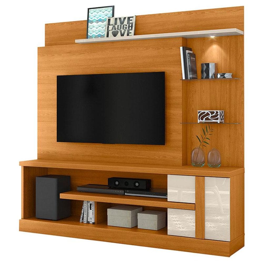Estante Home Theater Alan Cinamomo Off White - Madetec