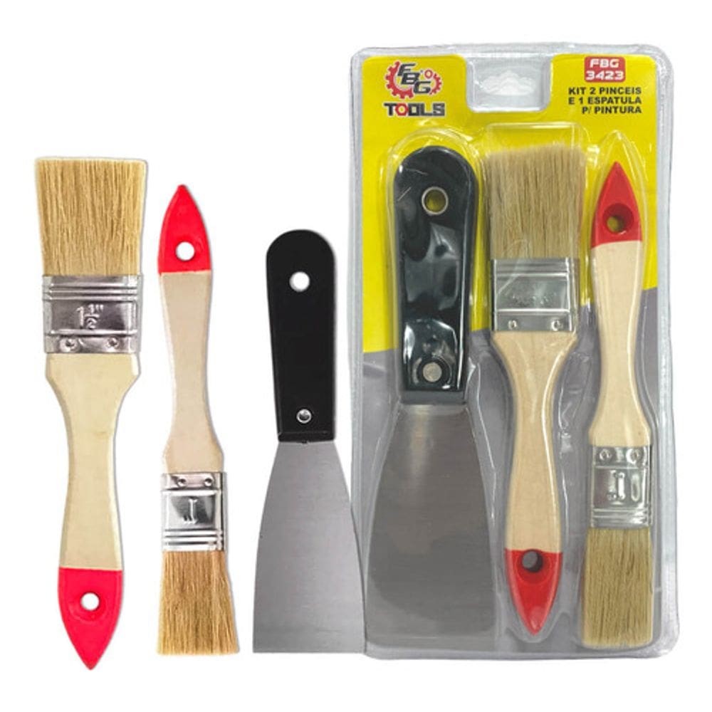 Kit Conjunto Pinceis Com Espatula Jogo Pintura Profissional