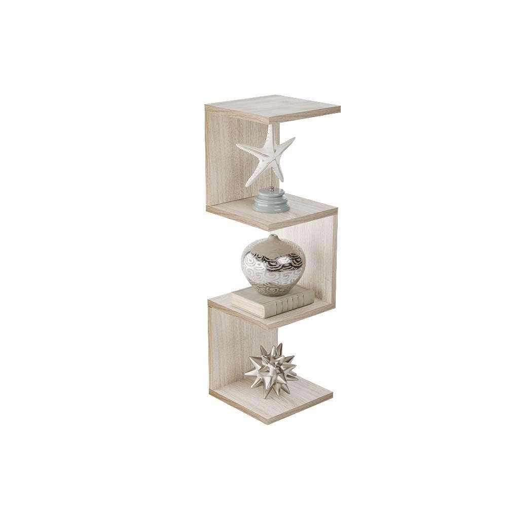 Prateleira de Canto Lyra 3 Nichos Decorativos Carvalho para Sala Quarto Livros