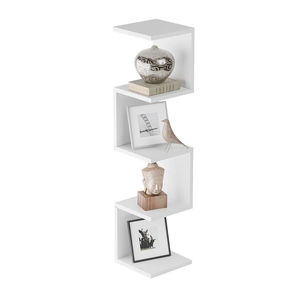 Prateleira de Canto Lyra 4 Nichos Decorativos Branco para Sala Quarto Livros