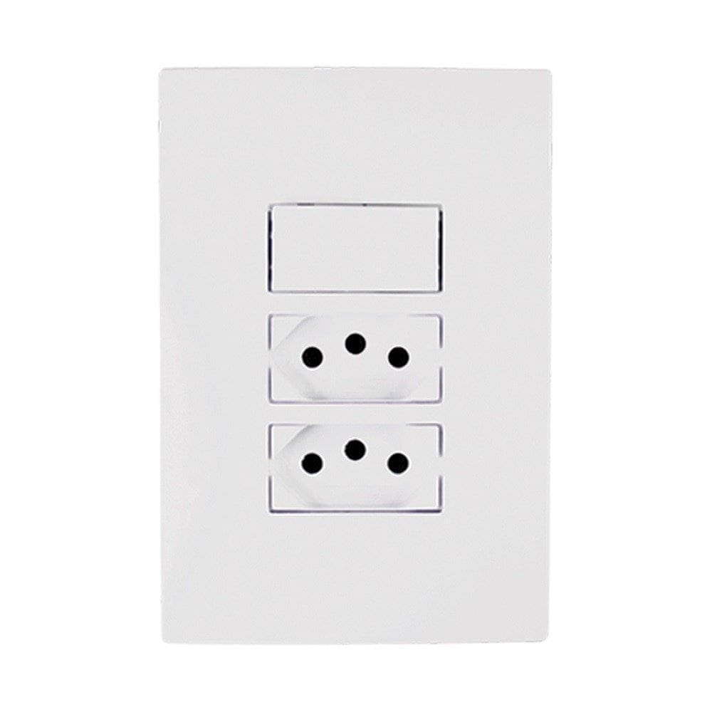 Interruptor Ilumi I9 Tecla Simples + 2 Tomadas 2P+T 10A 250V
