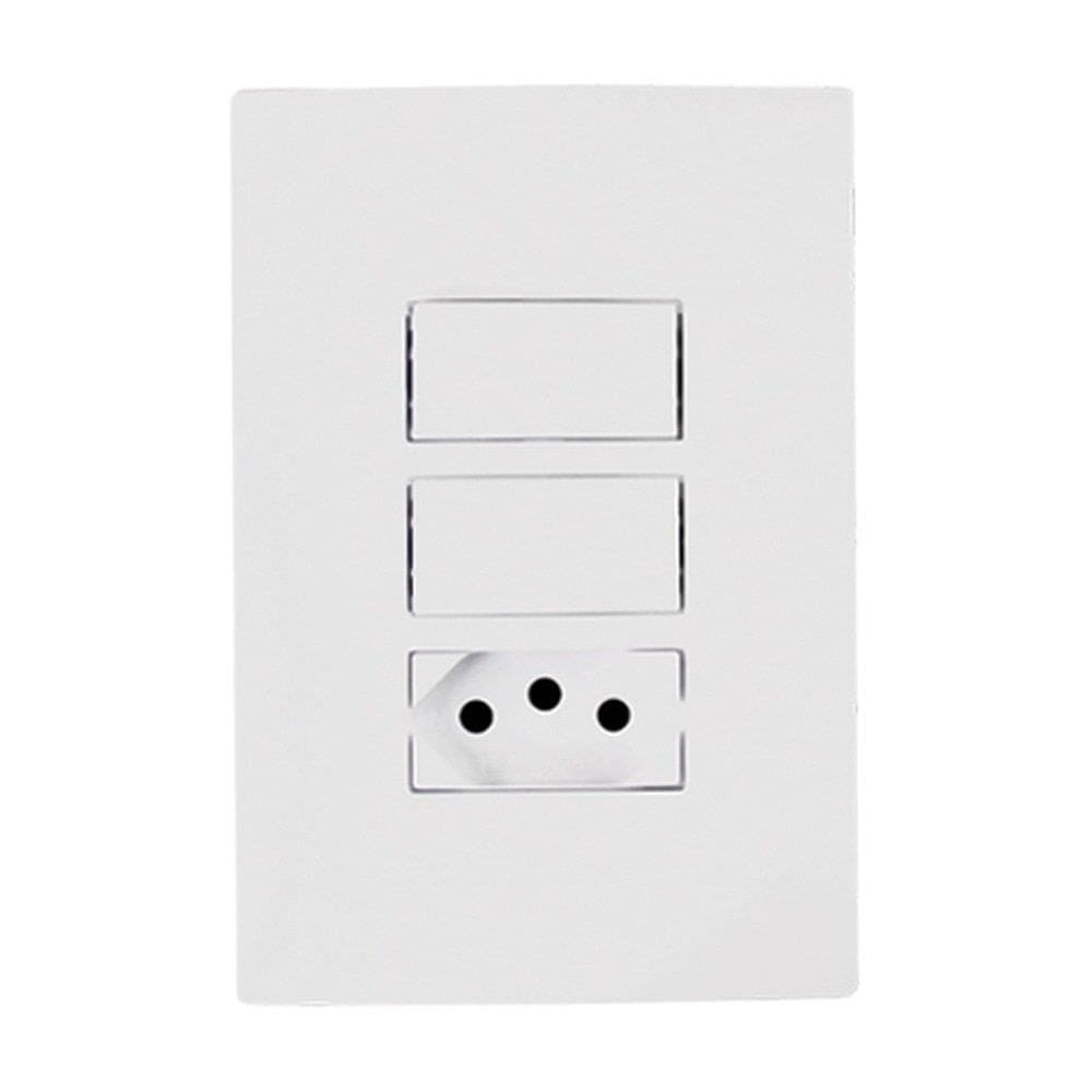 Interruptor Ilumi I9 2 Teclas Simples + Tomada 2P+T 10A/250V