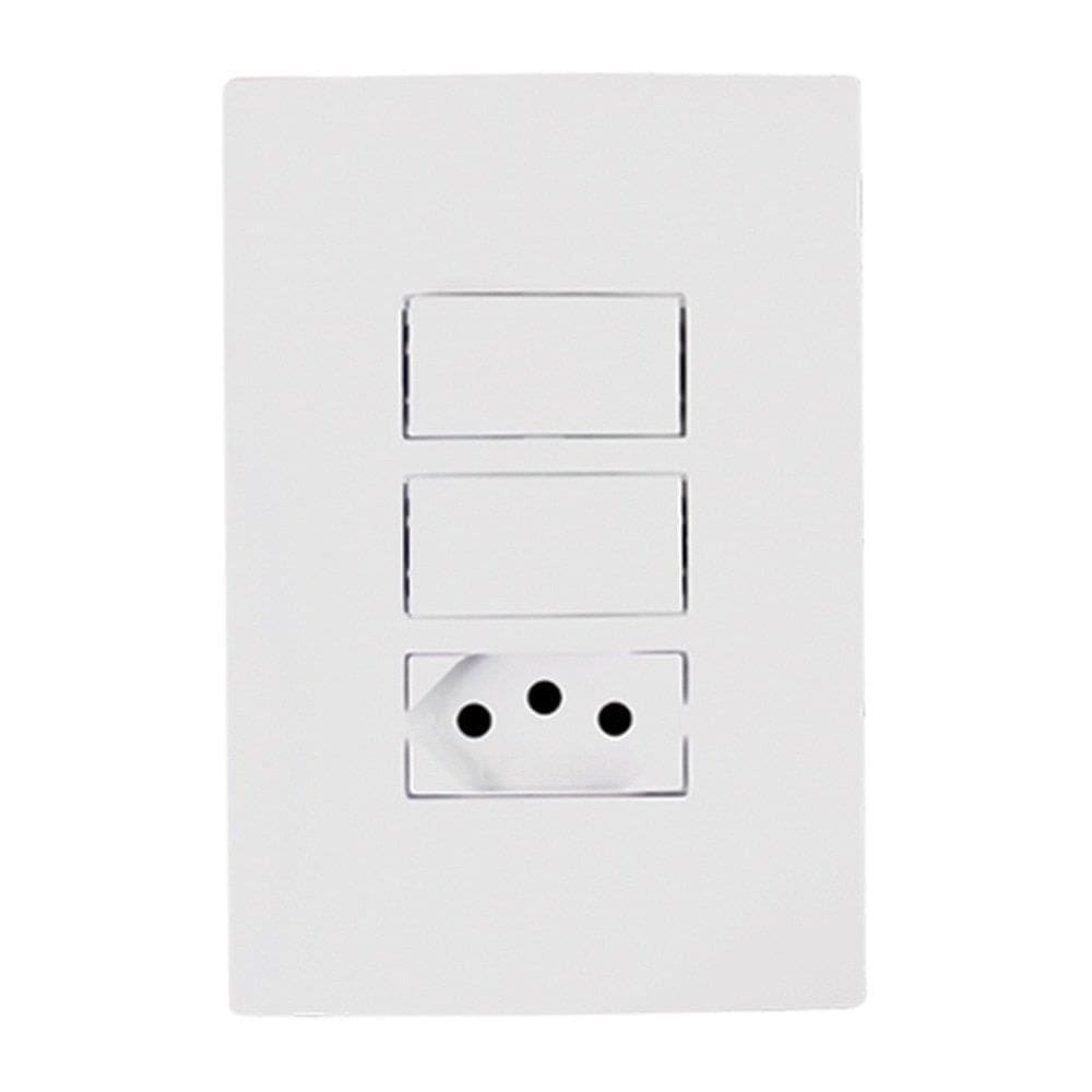 Interruptor Ilumi I9 2 Teclas Simples + Tomada 2P+T 20A 250V