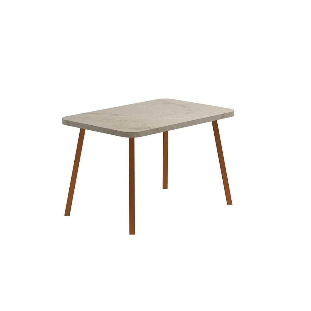 Mesa para Cozinha Stellar 1598 Aço c/Tampo Madeirado 120x80cm Petra/Rose - Carraro