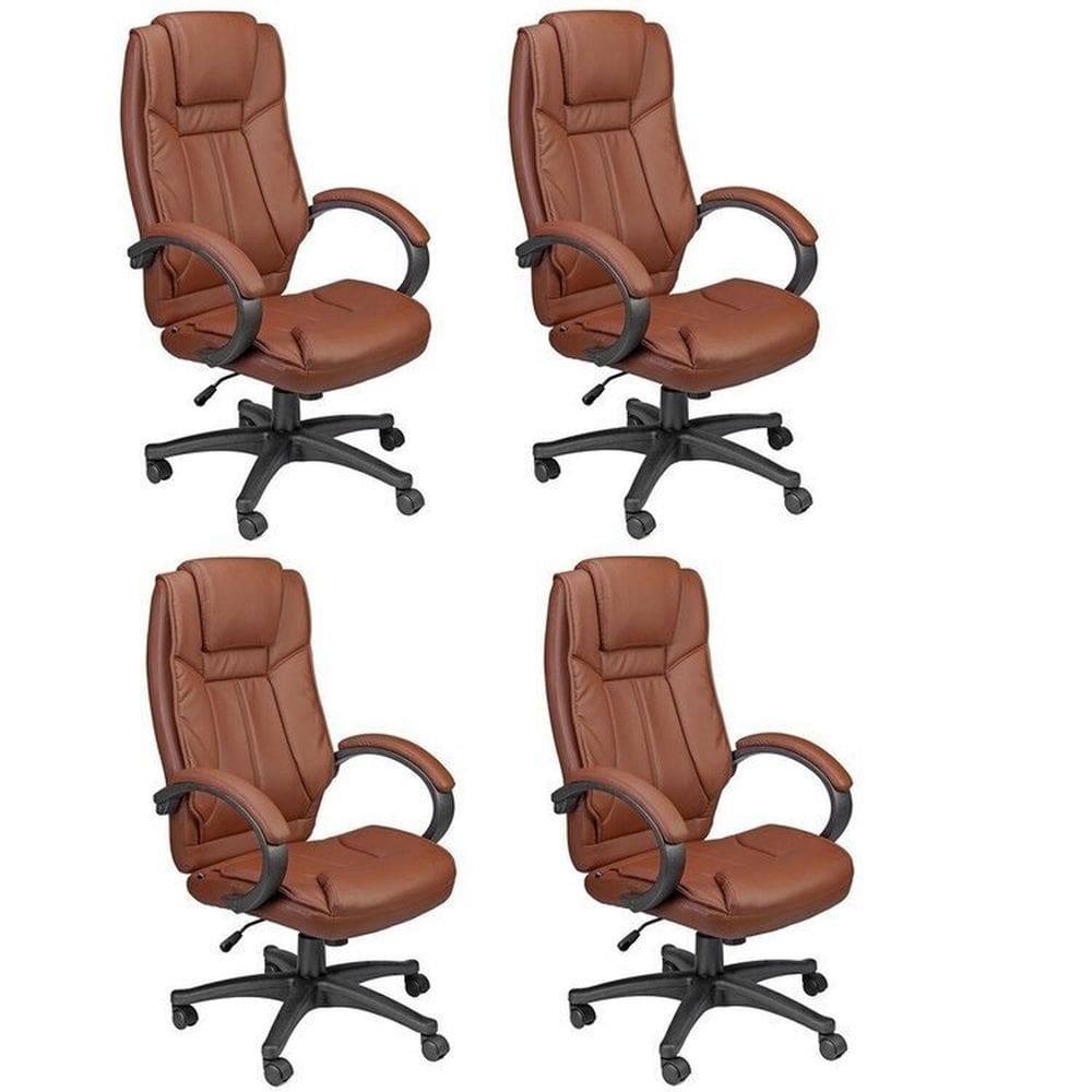 Conjunto com 4 Cadeira de Escritório Presidente Giratória Office Nova Córdoba Marrom