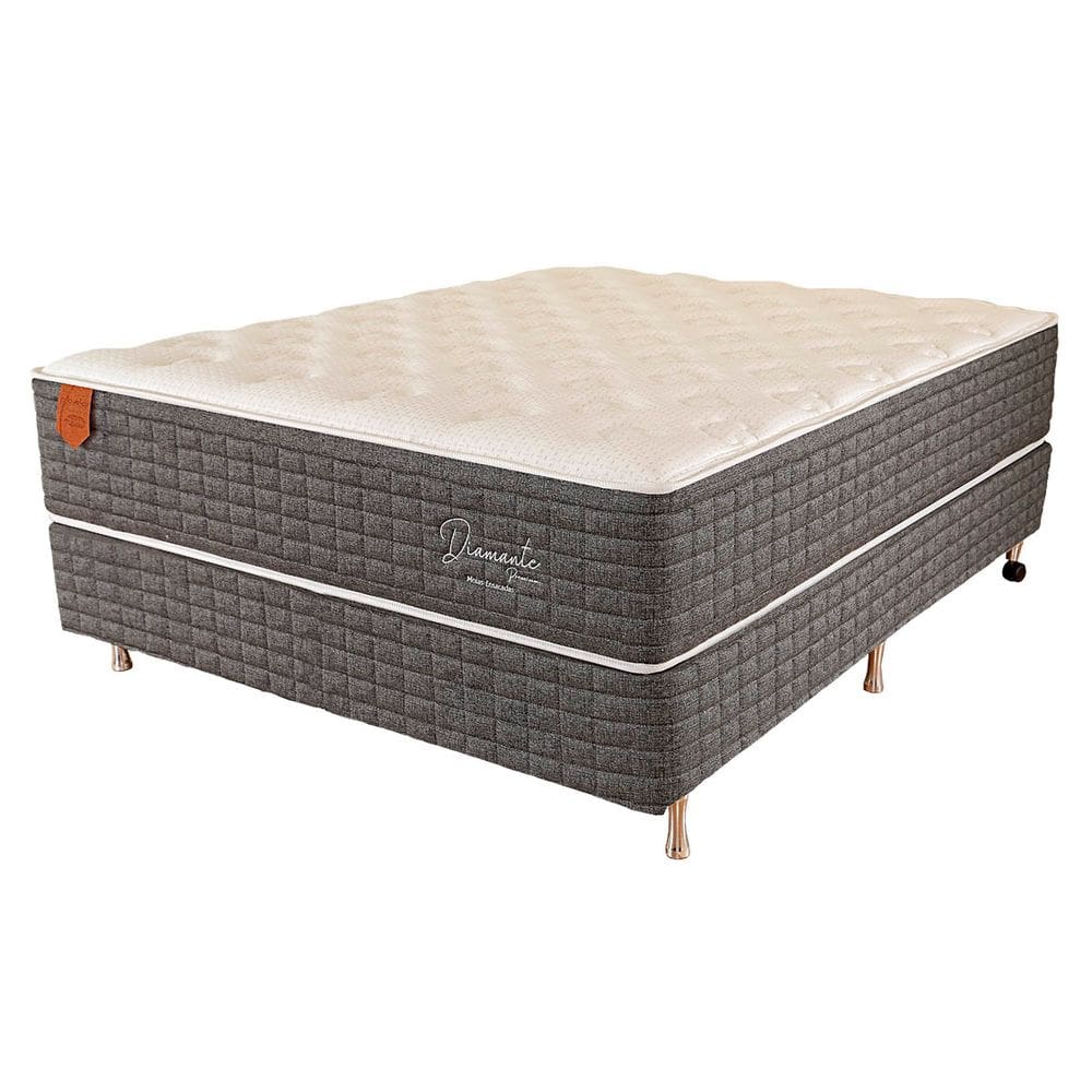 Cama Box Casal (Box + Colchão) 138X188x71 Diamante Prorelax Pillow In - Cinza