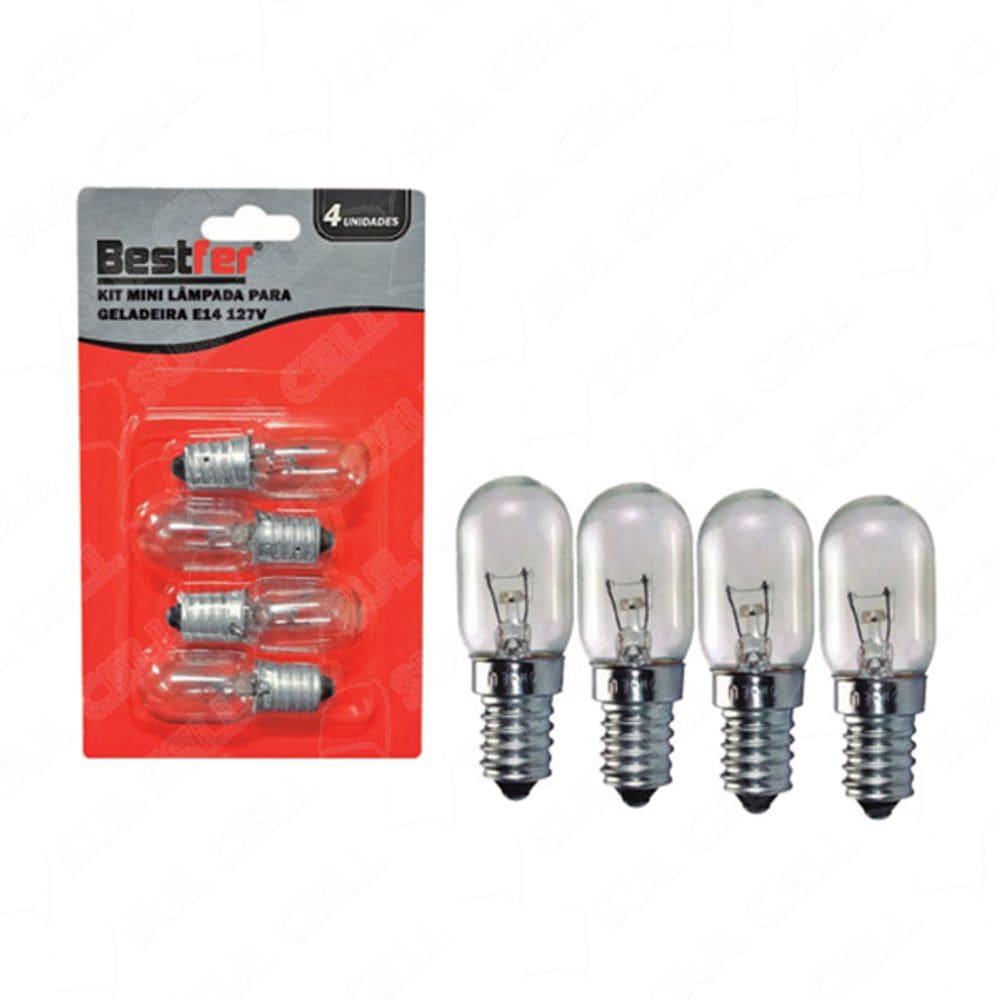 Mini Lâmpadas p/ Geladeira E14 15W Kit c/ 4 Unidades - 220V BFH1778
