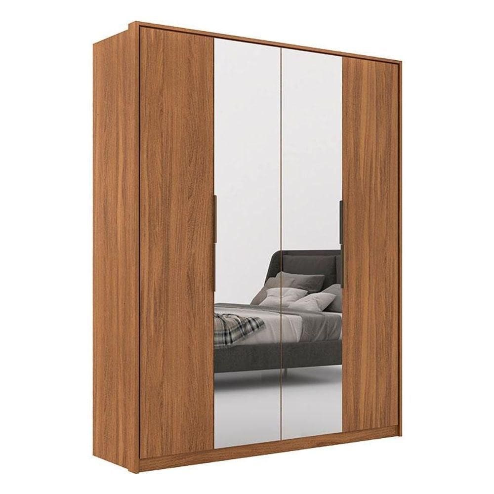 Guarda Roupa Casal Attore 4 Portas 2 Portas Em Espelho Amendola - Demartêz
