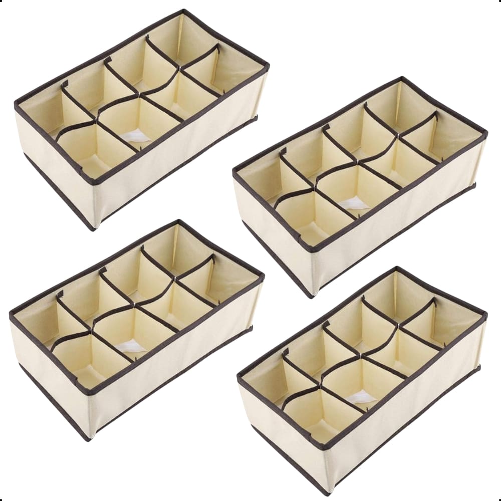 Organizador para Gaveta Guarda Roupa 8 Divisões Bege Kit 4