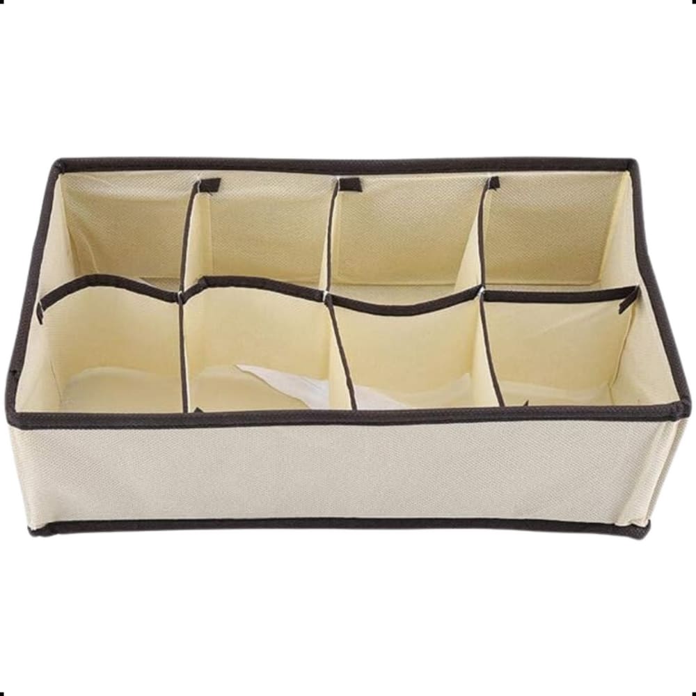 Organizador de Gaveta Guarda Roupa 32x16x10 8 Divisões Bege