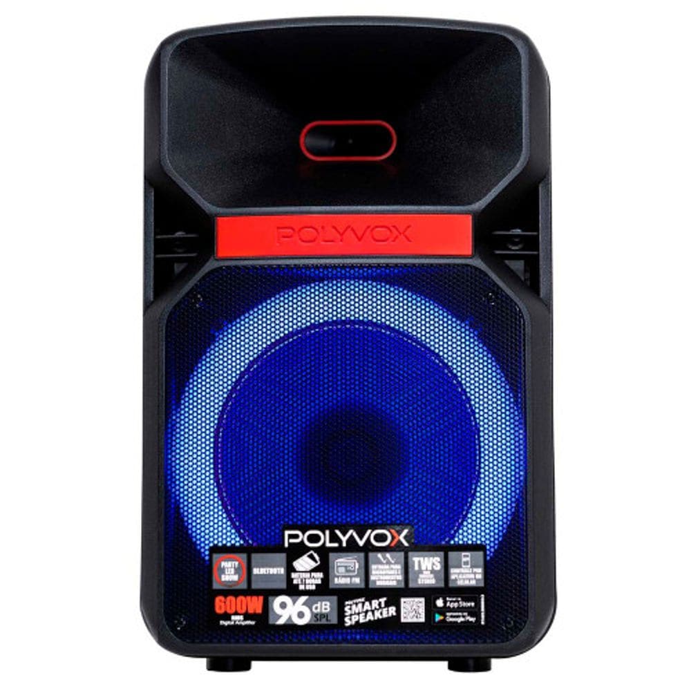 Caixa de Som Polyvox XC-812TB 600W RMS Bluetooth 5.3 TWS