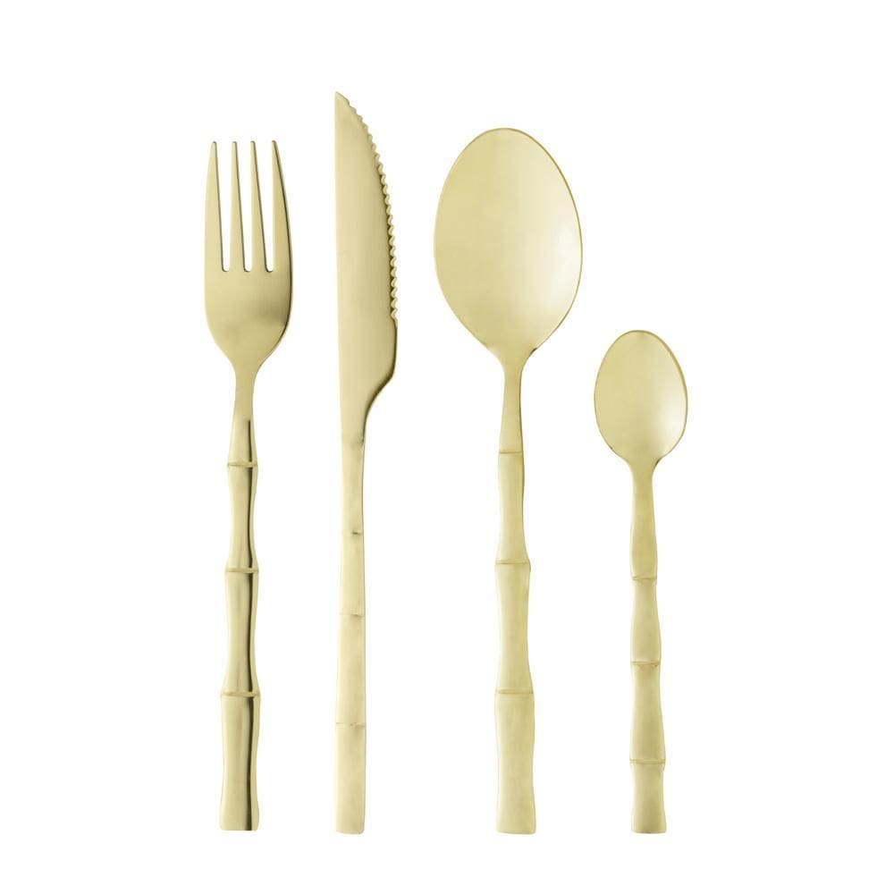 Faqueiro 16 Peças de Aço Inox Bambu Elegant Champanhe