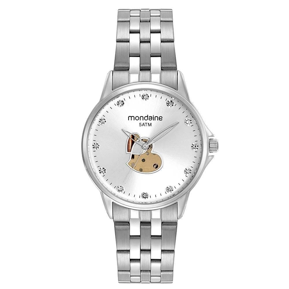 Relogio Mondaine Feminino Ref: 32486L0Mvne2 Coração Prateado