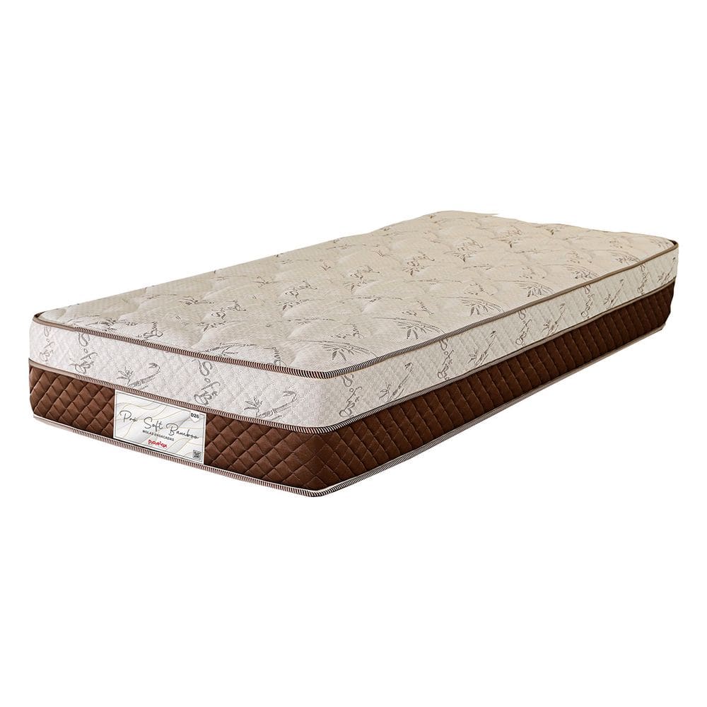 Colchão Solteiro 78x188x24 Pro Soft Bamboo Prorelax Molas Ensacadas Pillow Top Turn Free - Marrom