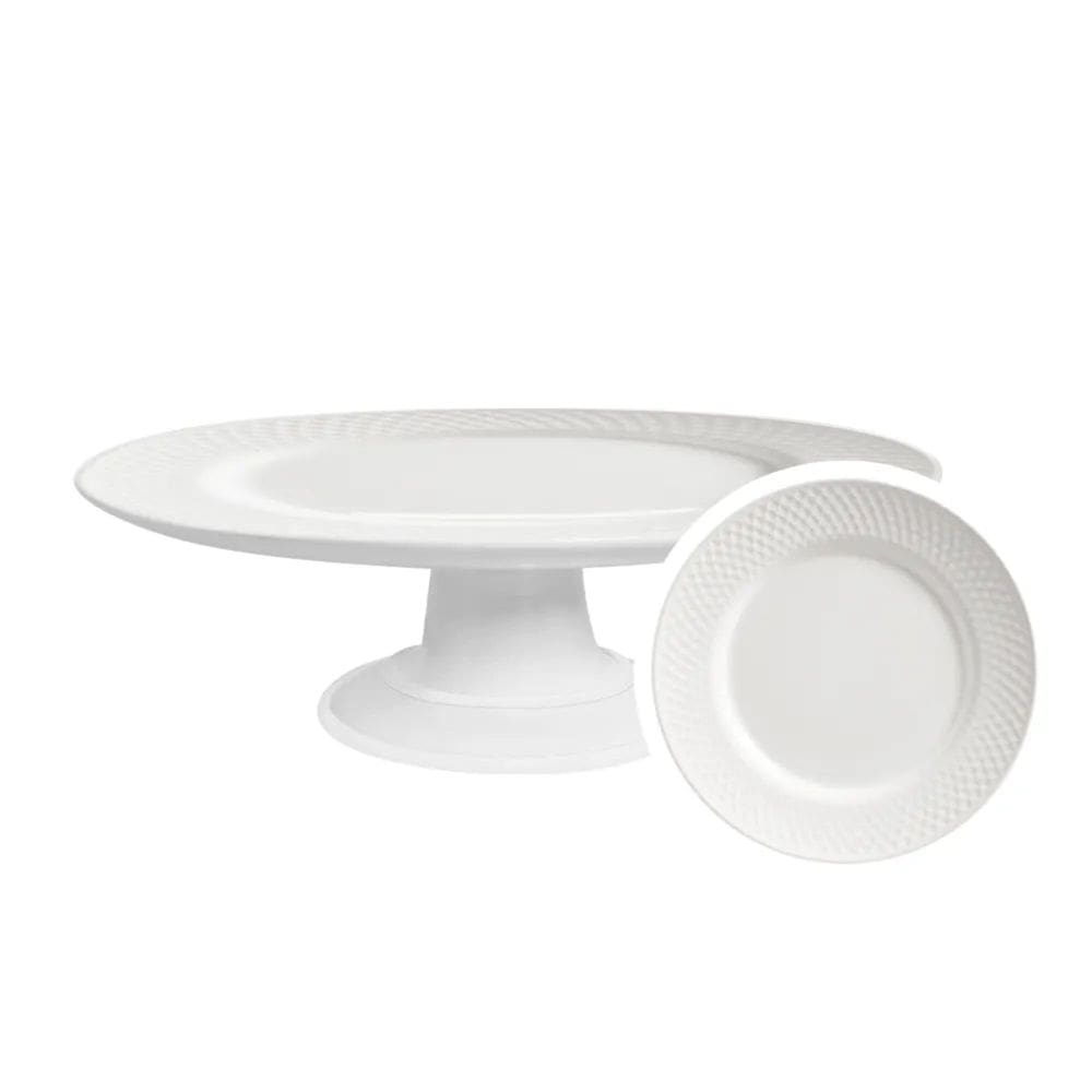 Boleira de Cerâmica com Pé Satin White 34cm - Alleanza