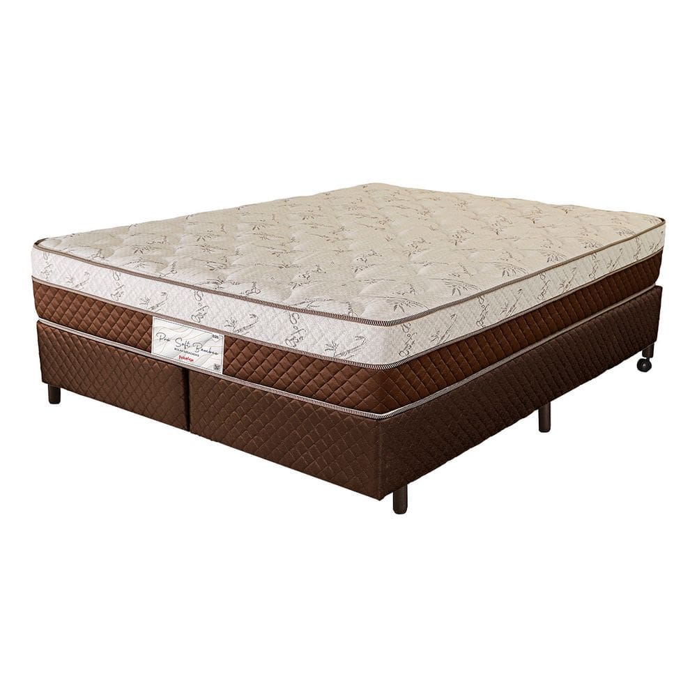 Cama Box King Size (Box + Colchão) 193x203x63 Pro Soft Bamboo Prorelax Molas Ensacadas Pillow Top Turn Free - Marrom
