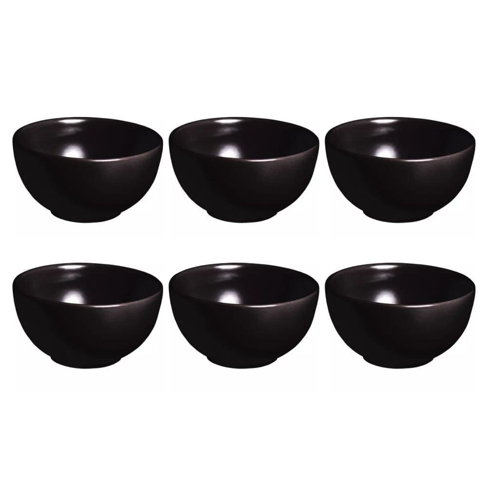 Jogo de 6 Molheiras de Cerâmica Preto Acetinado 300ml - Alleanza