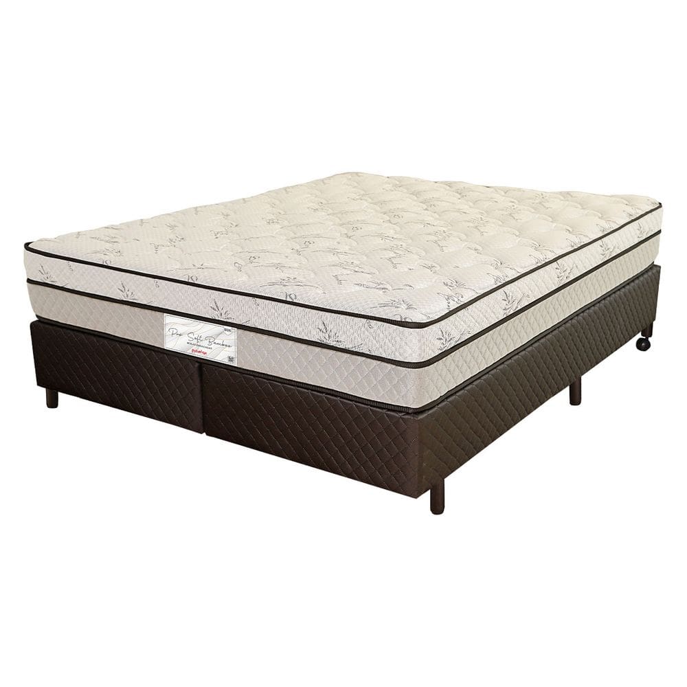 Cama Box Queen Size (Box + Colchão) 158x198x63 Pro Soft Bamboo Prorelax Molas Ensacadas Pillow Top Turn Free - Cinza
