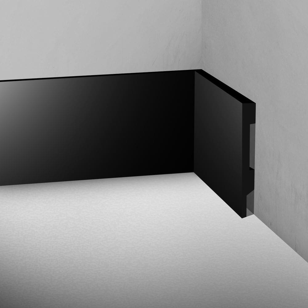 Rodapé Poliestireno 15cm Liso Preto 2m RM Decor