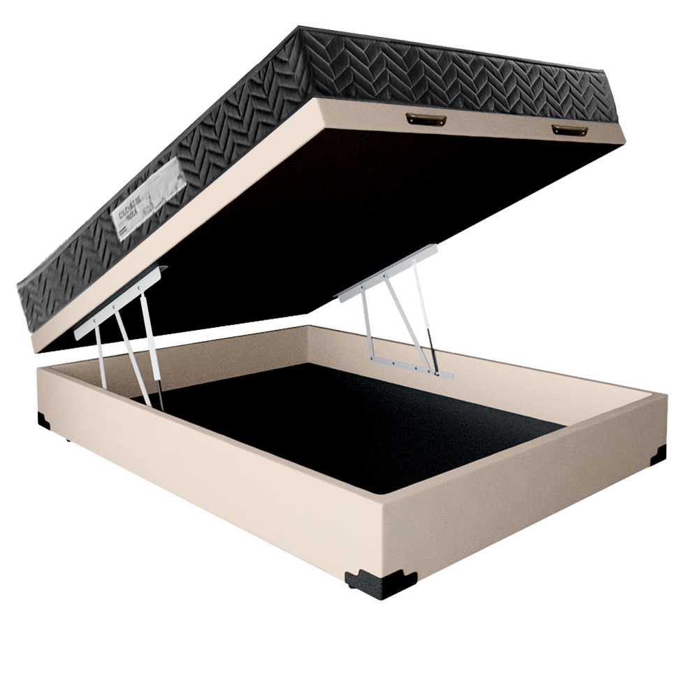 Cama Box Baú Casal Colchão Prime Gold D33 Paropas + Box Sintético 61x138x188 Bege