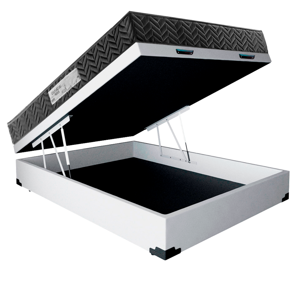 Cama Box Baú Casal Colchão Prime Gold D33 Paropas + Box Sintético 61x138x188 Branco