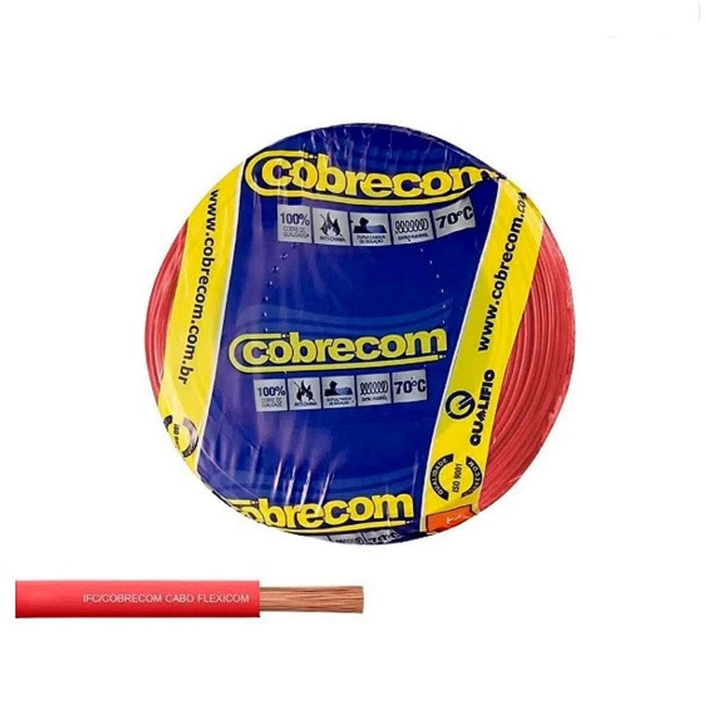 Cabo Flexível 2,5mm Vermelho Rolo 100 metros