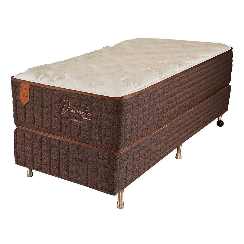 Cama Box Solteiro (Box + Colchão) 78x188x41 Diamante Prorelax Pillow In - Marrom