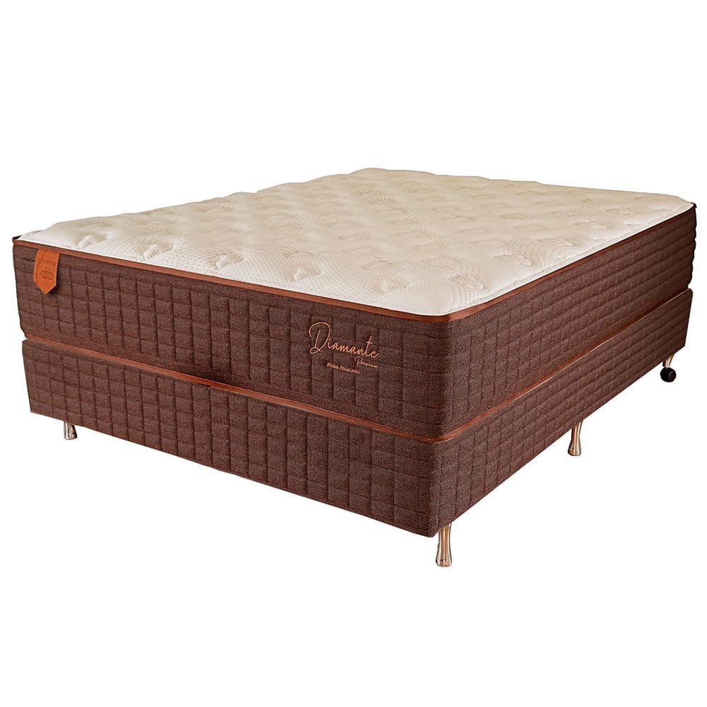 Cama Box Casal (Box + Colchão) 138x188x41 Diamante Prorelax Pillow In - Marrom
