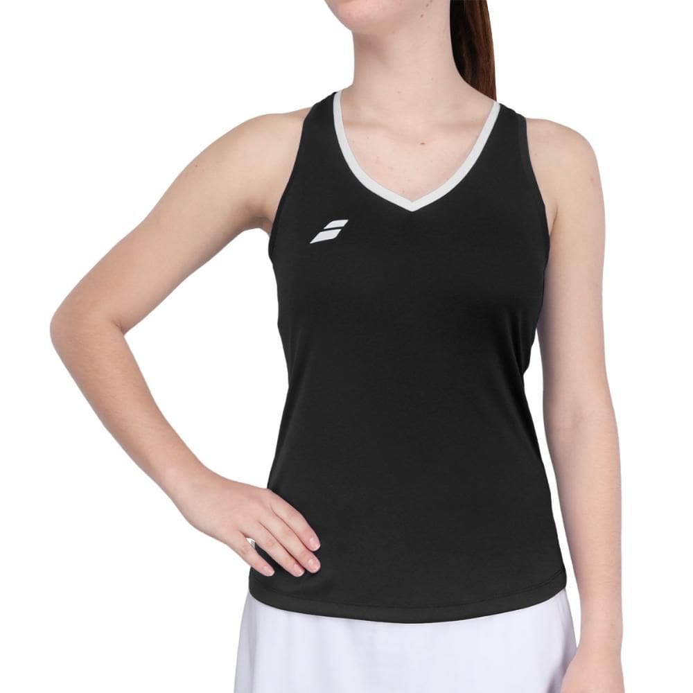 Regata Babolat Play Tank Top Preta e Branca
