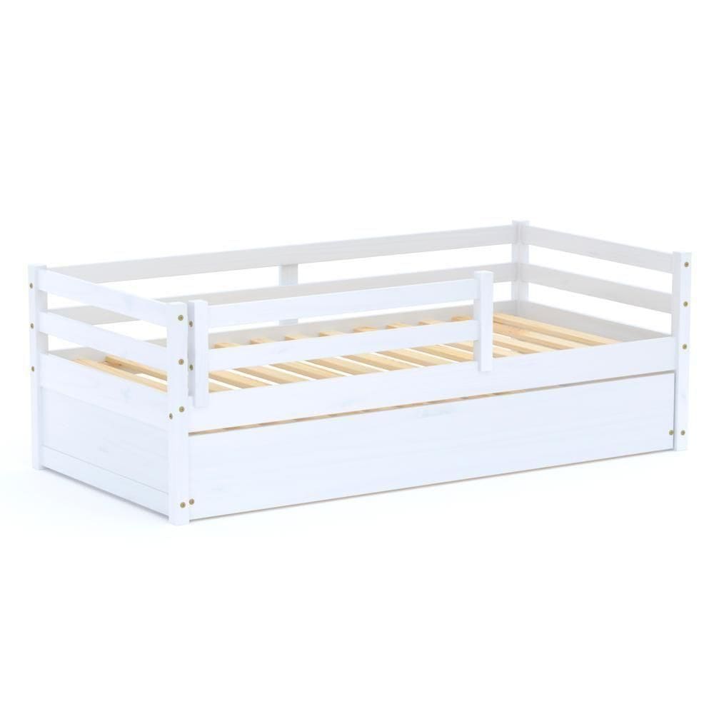 Bicama Infantil Dreams Com Grade De Proteção Madeira Maciça Branco Megamobilia