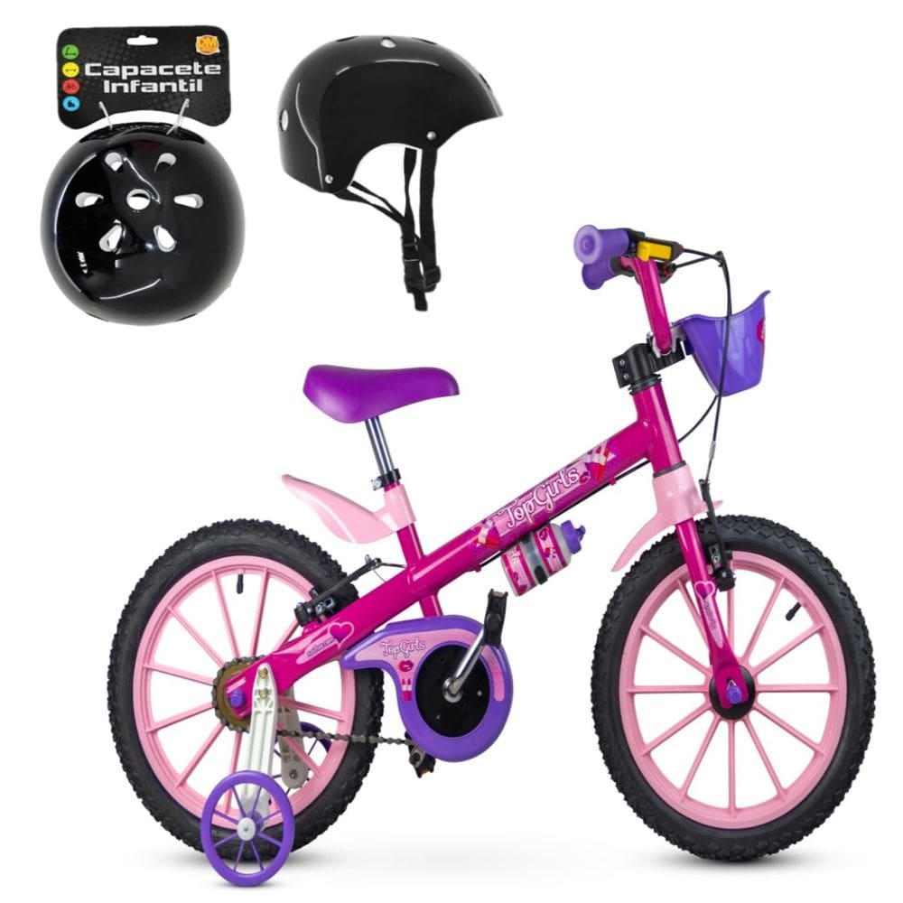 Bicicleta Menina Aro16 Até 30kg Garrafinha Nathor + Capacete