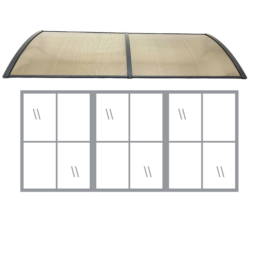 Kit Toldo Policarbonato Bronze e Preto 50 cm x 1,2 metro Porta e Janelas