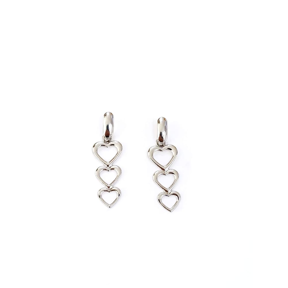 Brinco Pendurado Corações Aço Inox Hipoalérgico Leve