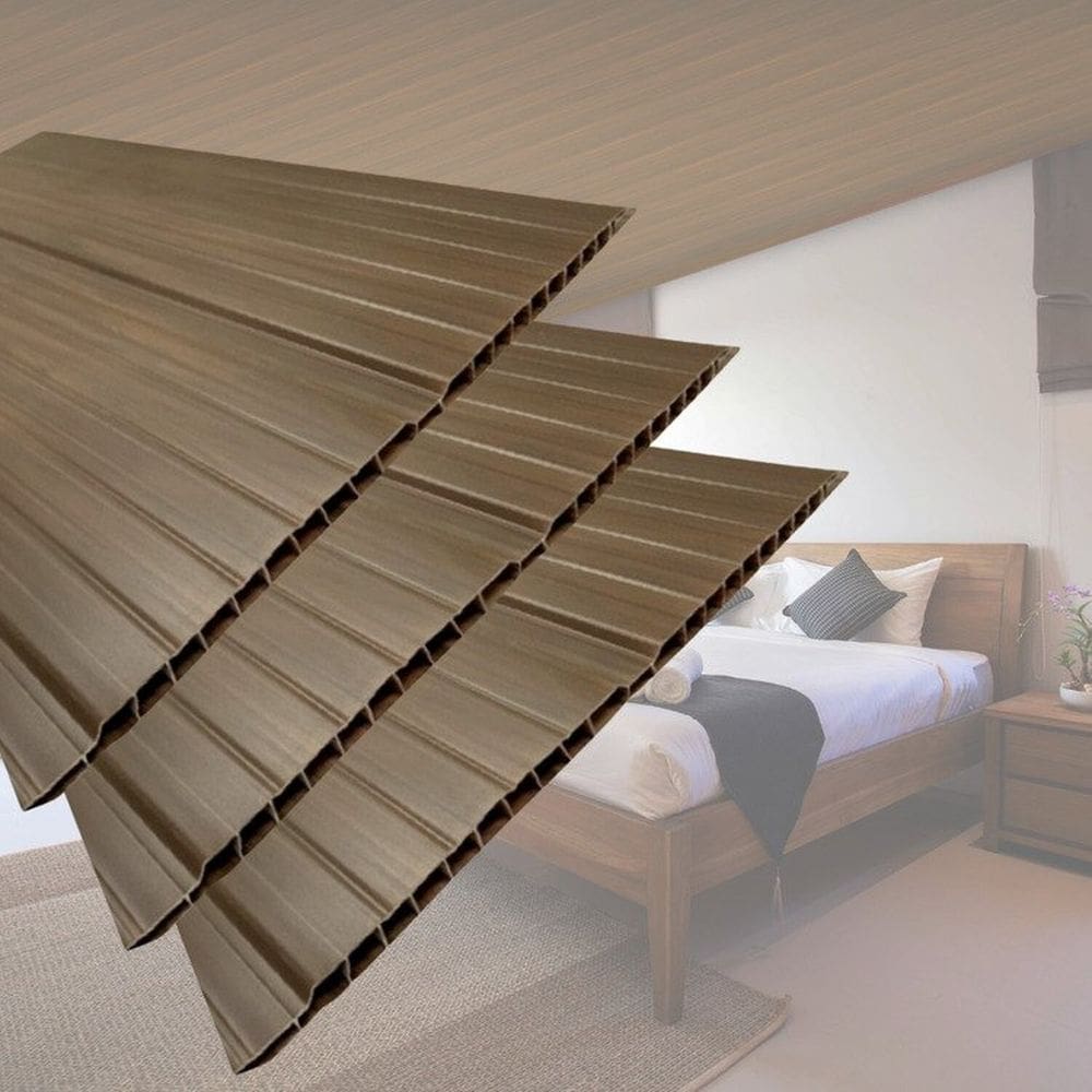 Kit 5 Caixas com 30 M² Forro de Pvc 8mm X 20cm X 3m com 6m² por Caixa Permatti Imbuia