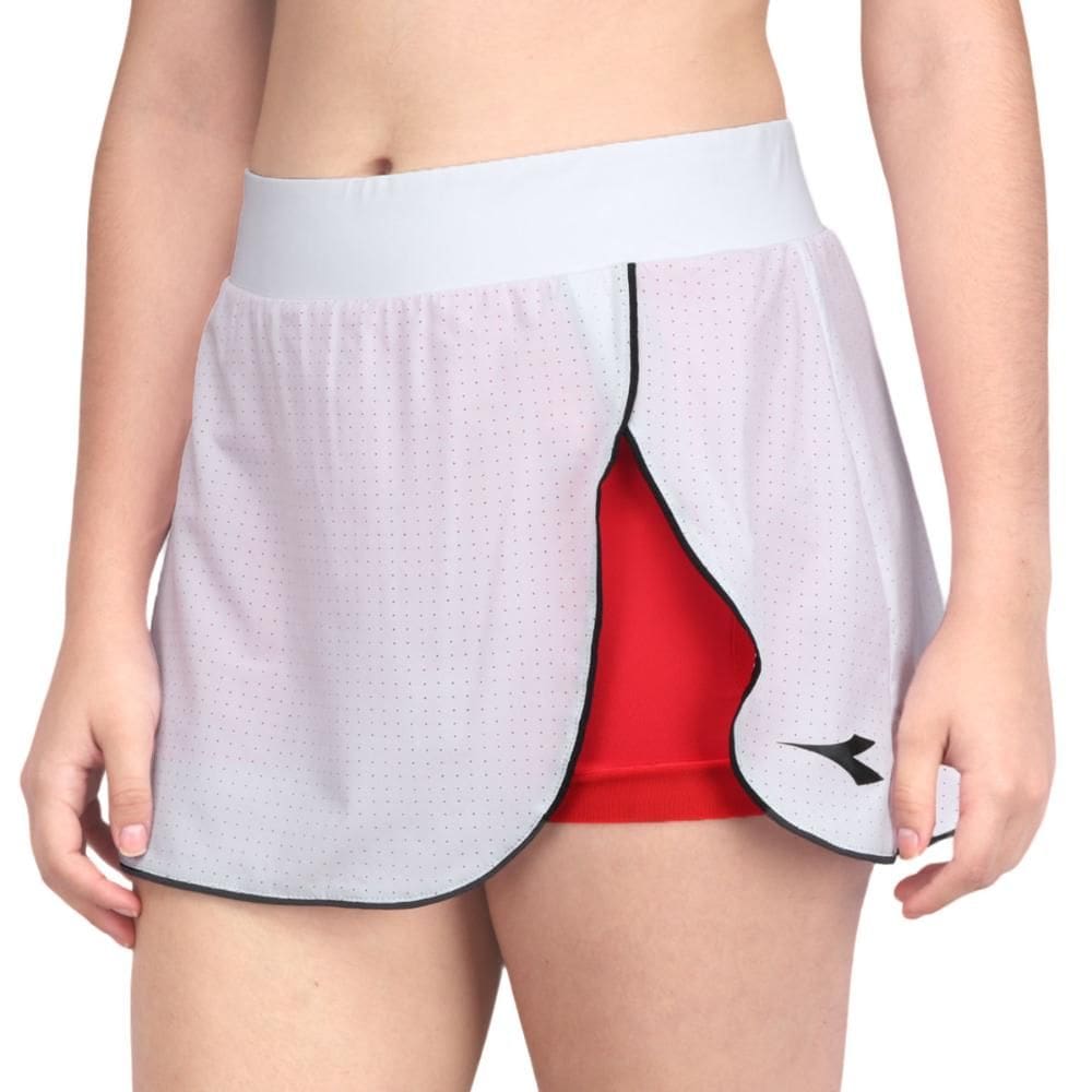 Saia Shorts Diadora L. Tank Icon Branca e Vermelha