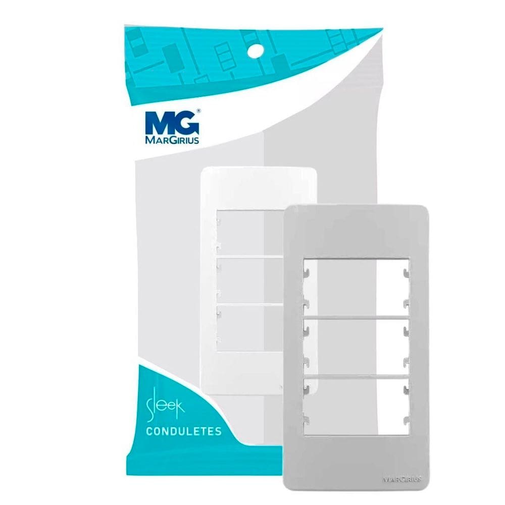 Placa e Suporte Condulete 3/4 Branco 3 postos Sleek Margirius
