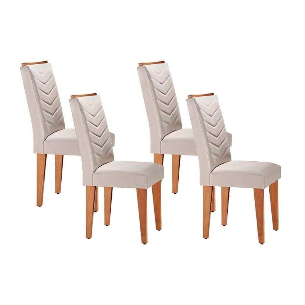 Cadeira Sala de Jantar Londrina Kit 4 Un Imbuia - Veludo Creme - Rufato